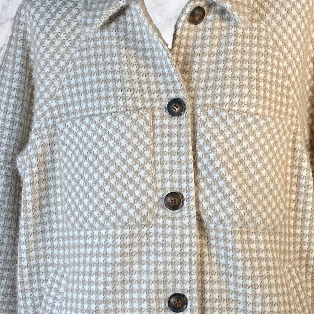 Greylin Houndstooth Shirt Jacket - NEUTRAL
